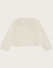Baby Floral Pointelle Knit Cardigan, Ivory (IVORY), large