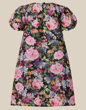 Monsoon x Queens of Archive Edie Velvet Bow Floral Print Party Dress​, Black (BLACK), large