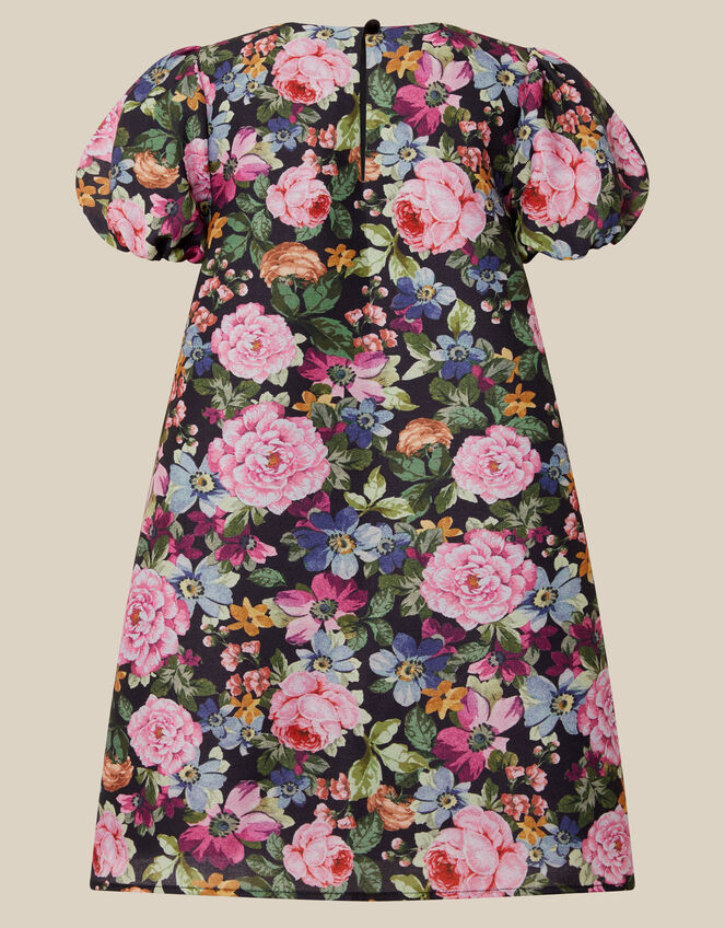 Monsoon x Queens of Archive Edie Velvet Bow Floral Print Party Dress​, Black (BLACK), large