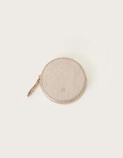 Metallic Leather Round Coin Purse, Gold (GOLD), large