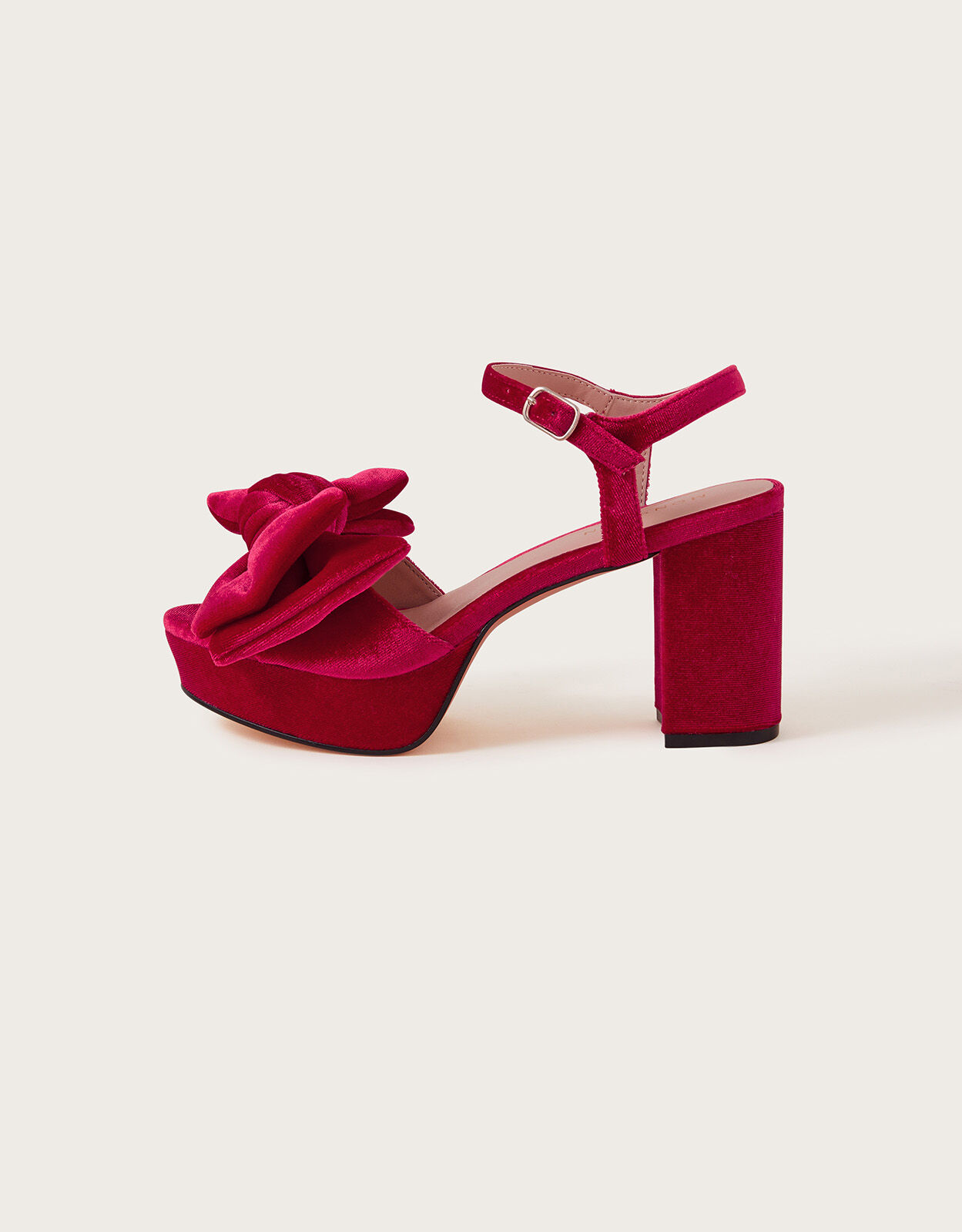 Red velvet block heels on sale