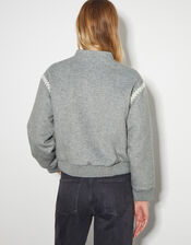 Elodie Stitch Bomber Jacket, Grey (GREY), large