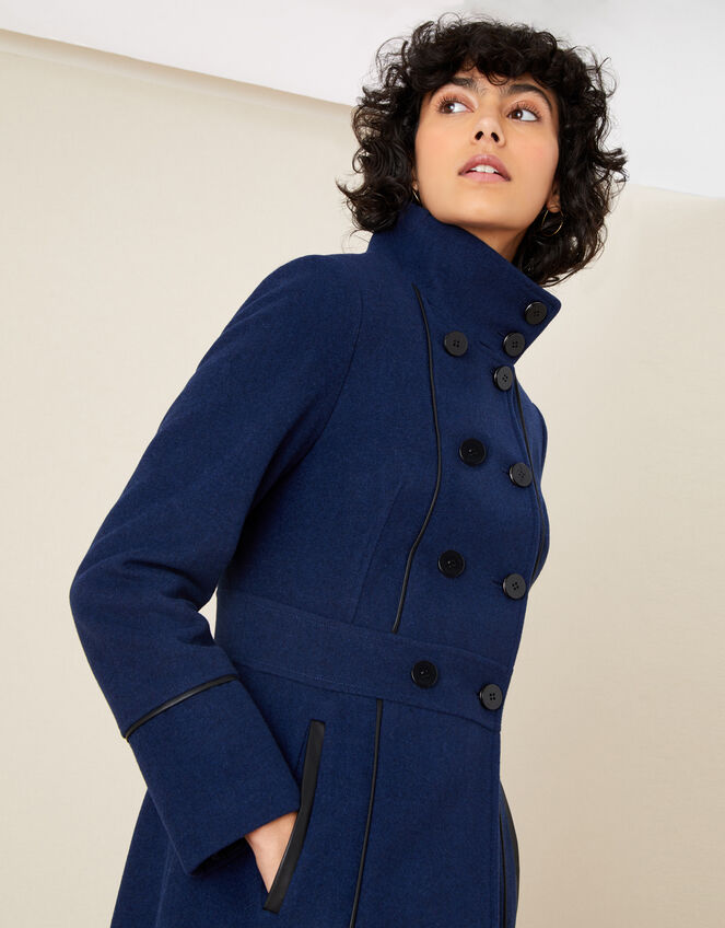 Rosalee PU Tipped Coat Blue