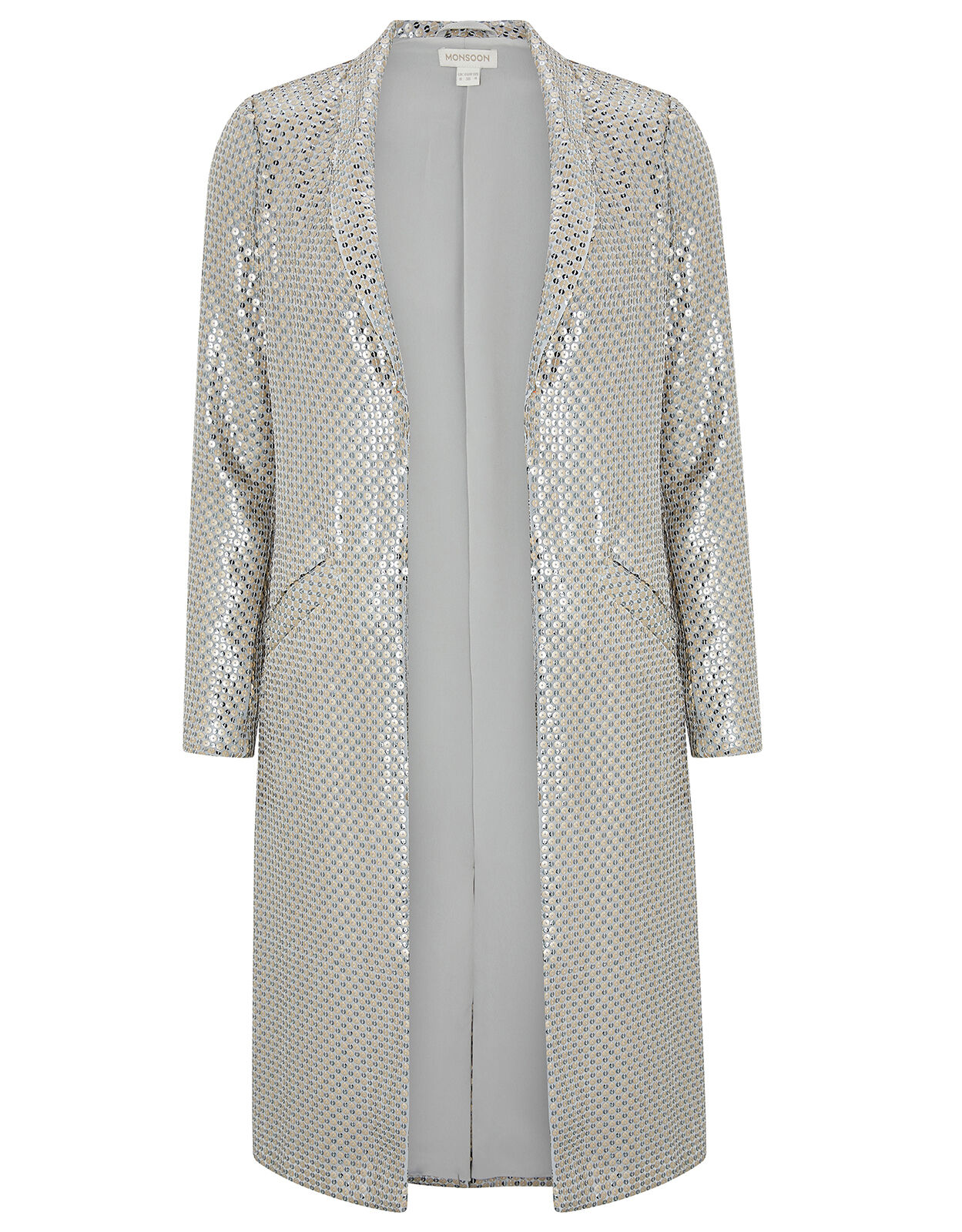 Kristina Sequin Duster Jacket Silver