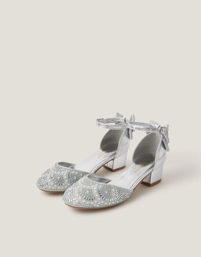 Embellished Metallic Two Part Heels, Silver (SILVER), large