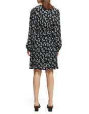 Scotch and Soda Elasticated Waist Floral Mini Dress, Black (BLACK), large
