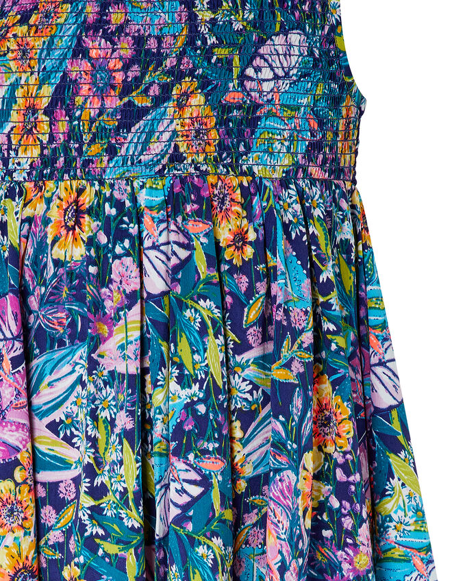 Isobelline Floral Dress in Recycled Polyester, Blue (NAVY), large