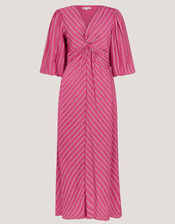 Stella Stripe Twist-Front Maxi Dress, Pink (PINK), large
