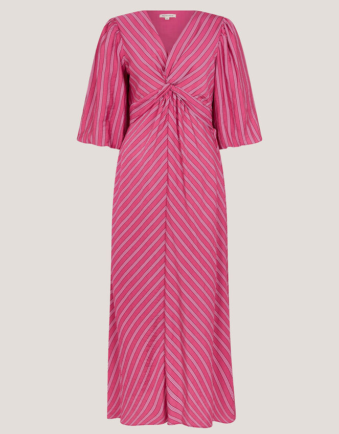 Stella Stripe Twist-Front Maxi Dress, Pink (PINK), large