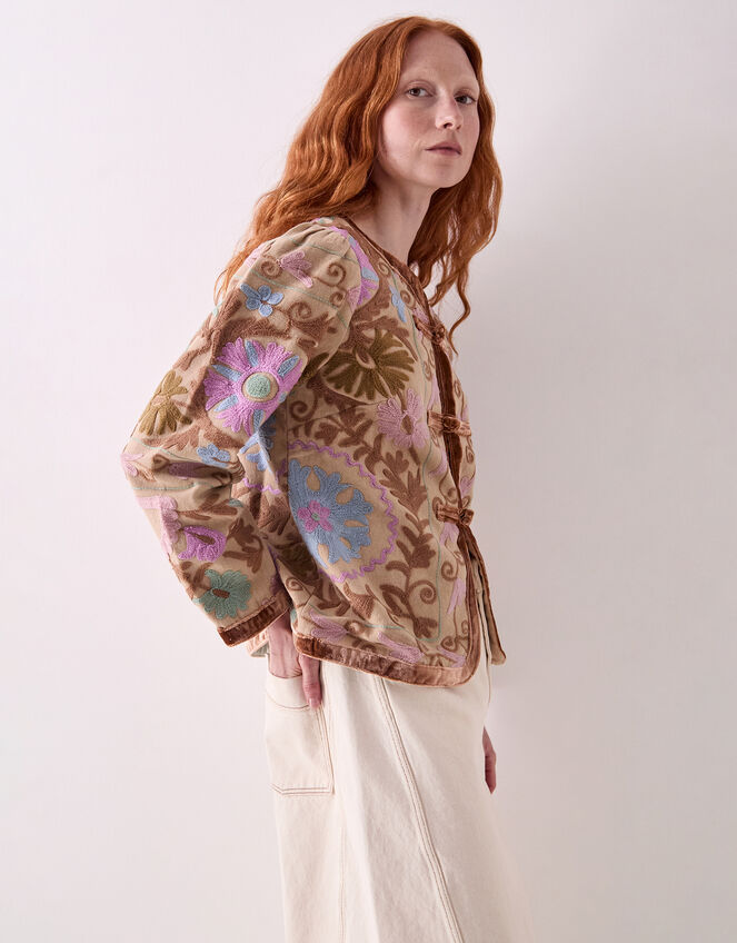 East Calla Embroidered Jacket, Camel (BEIGE), large