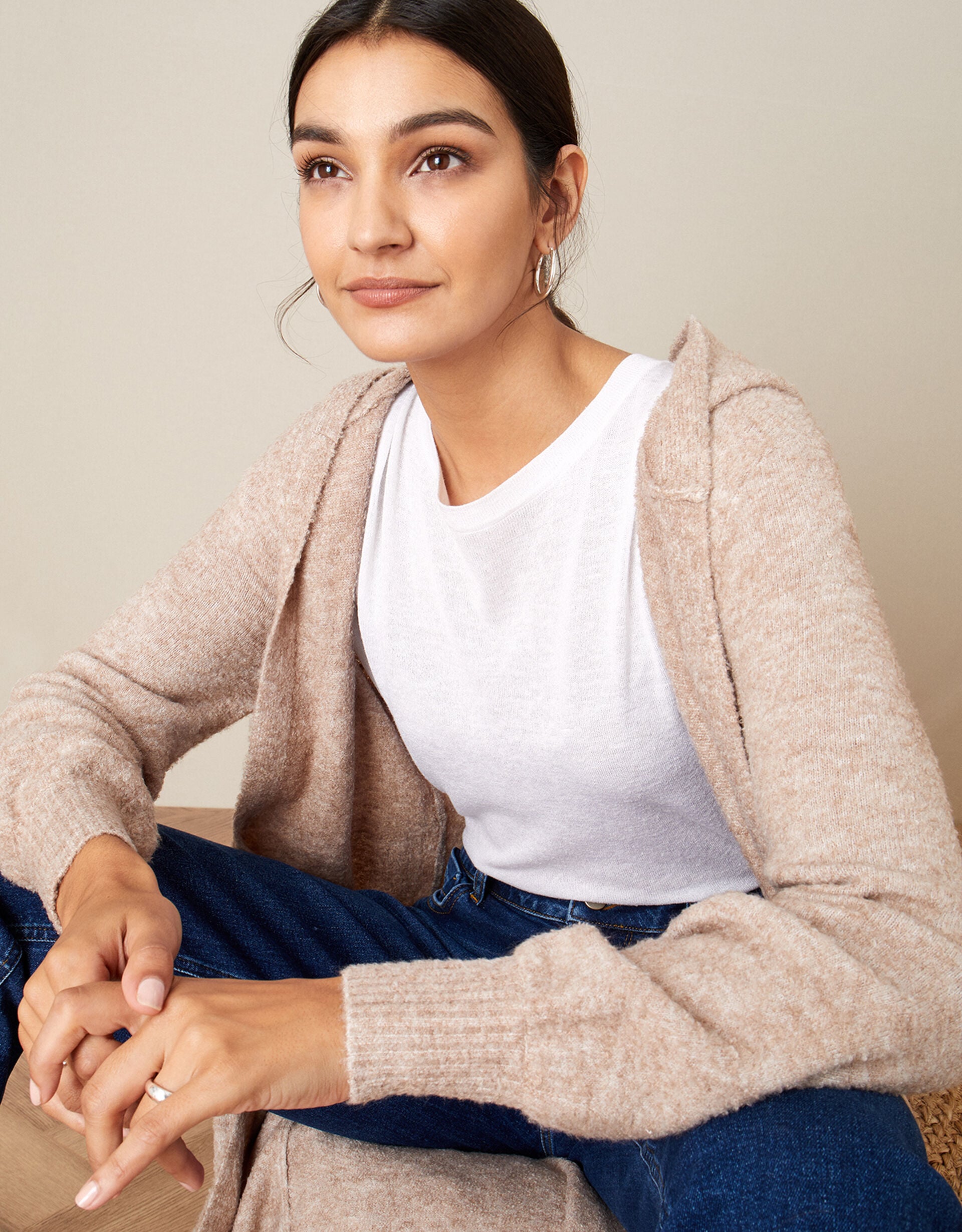 Monogram Knit Cardigan - Brown