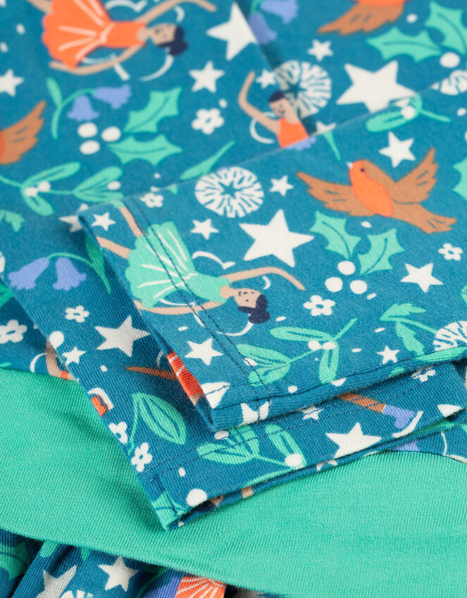 Frugi Enchanted Forest Print Skater Dress, Blue (BLUE), large