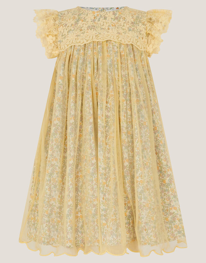 Darcie Ditsy Floral Mesh Dress, Yellow (YELLOW), large