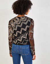 Finnley Embellished Jacket in Recycled Polyester, Black (BLACK), large
