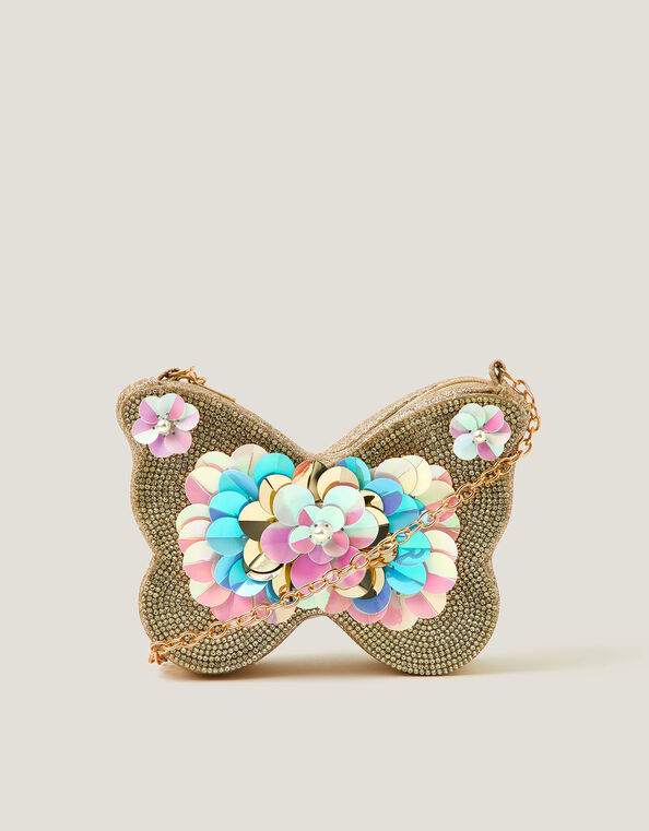 Sequin Embellished Butterfly Bag, , large