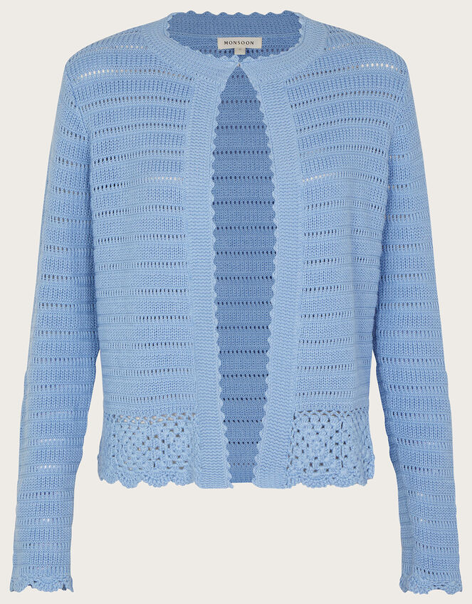 Pointelle Knit Cardigan, Blue (BLUE), large