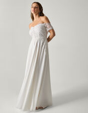 Maddie Off-Shoulder Wedding Dress, Ivory (IVORY), large