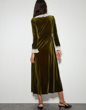 Vali Velvet Tea Dress, Green (OLIVE), large