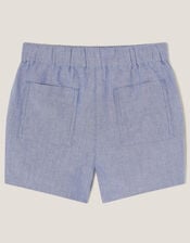 Chambray Drawstring Shorts, Blue (BLUE), large