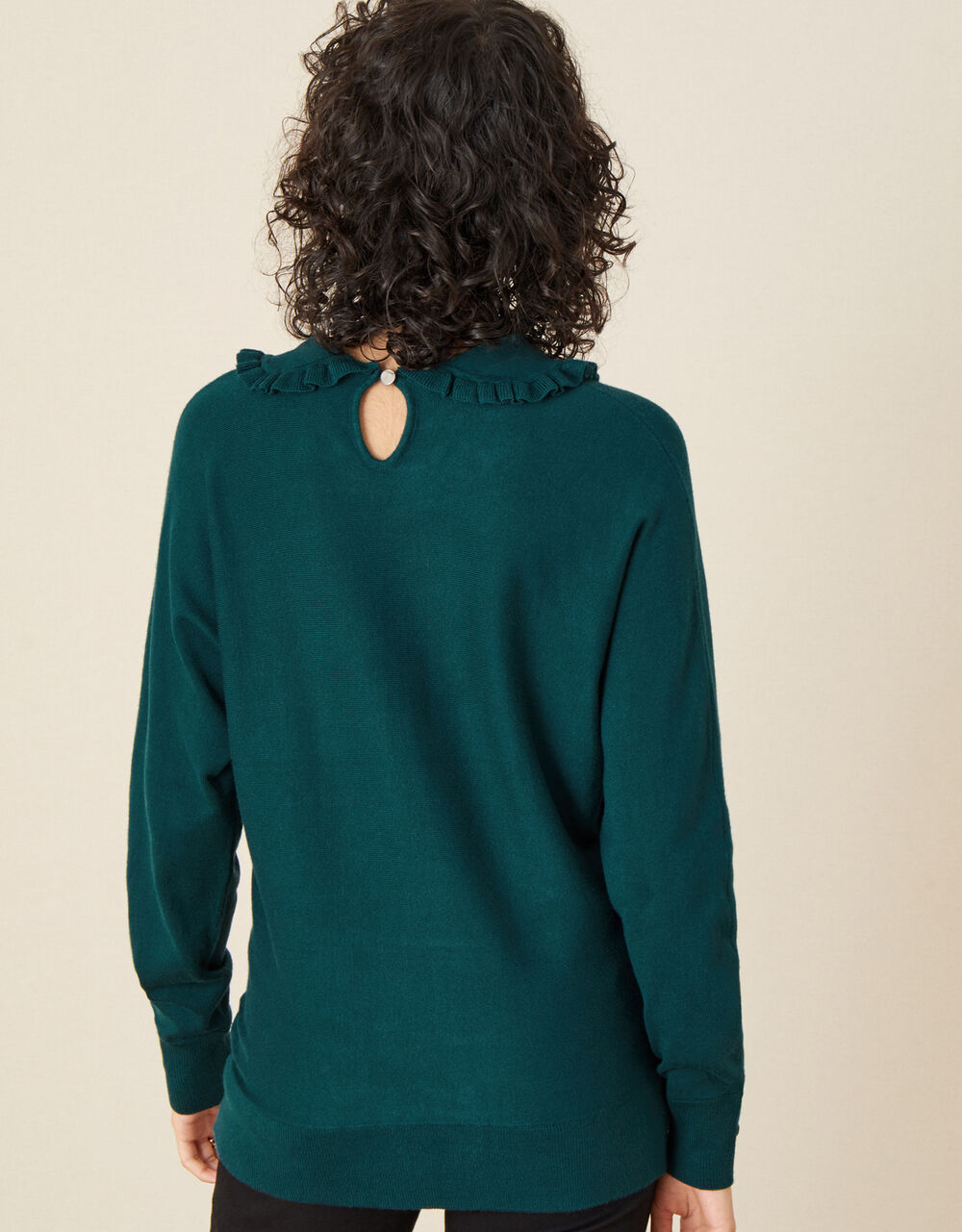 Ruffle Collar Jumper Teal Jumpers Monsoon UK.