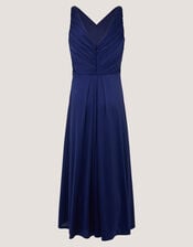 Skye Ruched Knot Jersey Prom Dress, Blue (NAVY), large