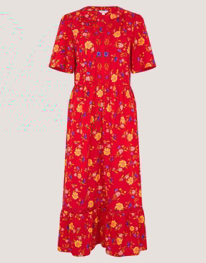 Libby Floral Jersey Midi Dress, Red (RED), large