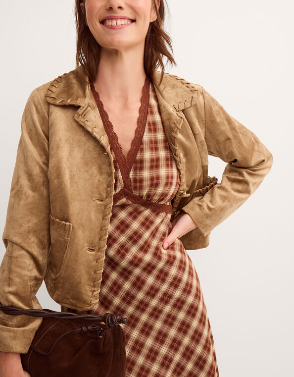 Sofia Faux Suede Jacket, Ivory (BLONDE), large