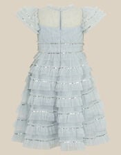 Riley Sequin Ruffle Mesh Party Dress, Green (SAGE), large