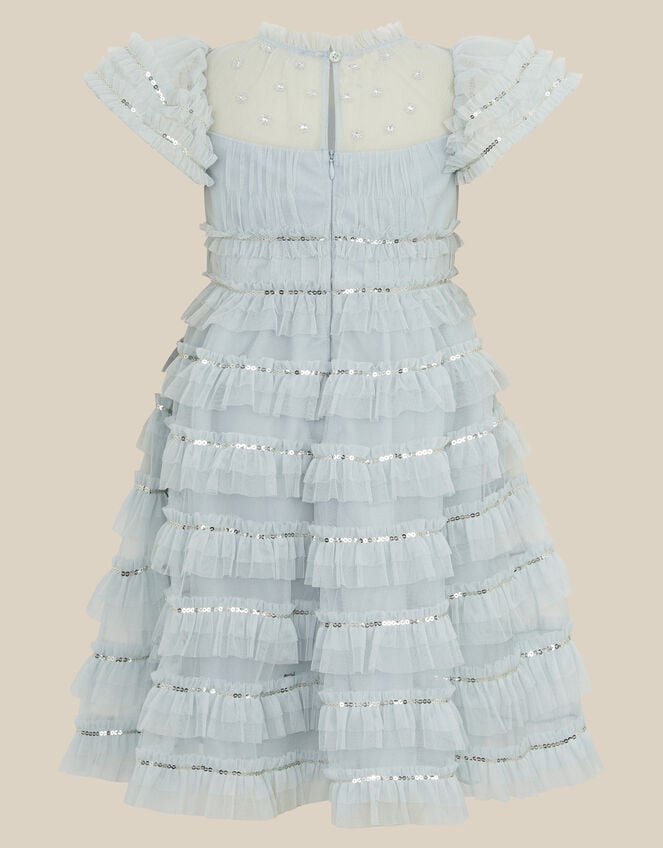 Riley Sequin Ruffle Mesh Party Dress, Green (SAGE), large