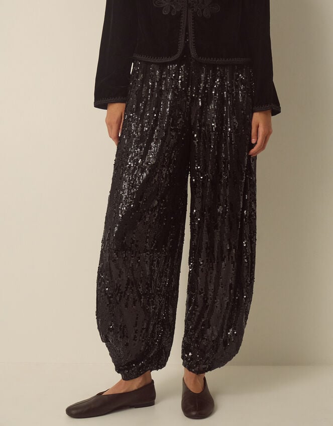 Selah Sequin Balloon Trousers, Black (BLACK), large