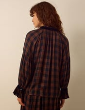 Elsa Check Print Blouson Blouse, Brown (BROWN), large
