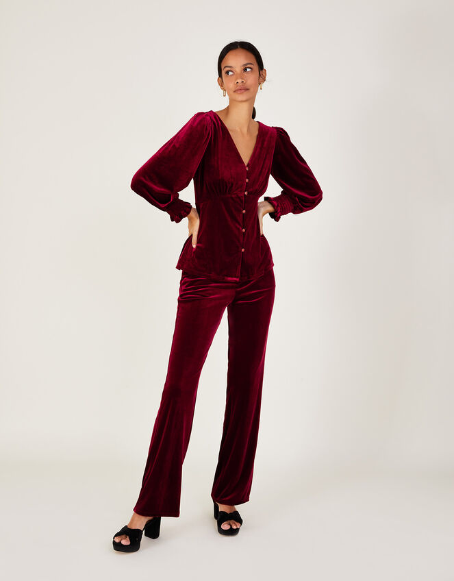 Elizabeth Velvet Tea Top with Recycled Polyester, Red (RED), large