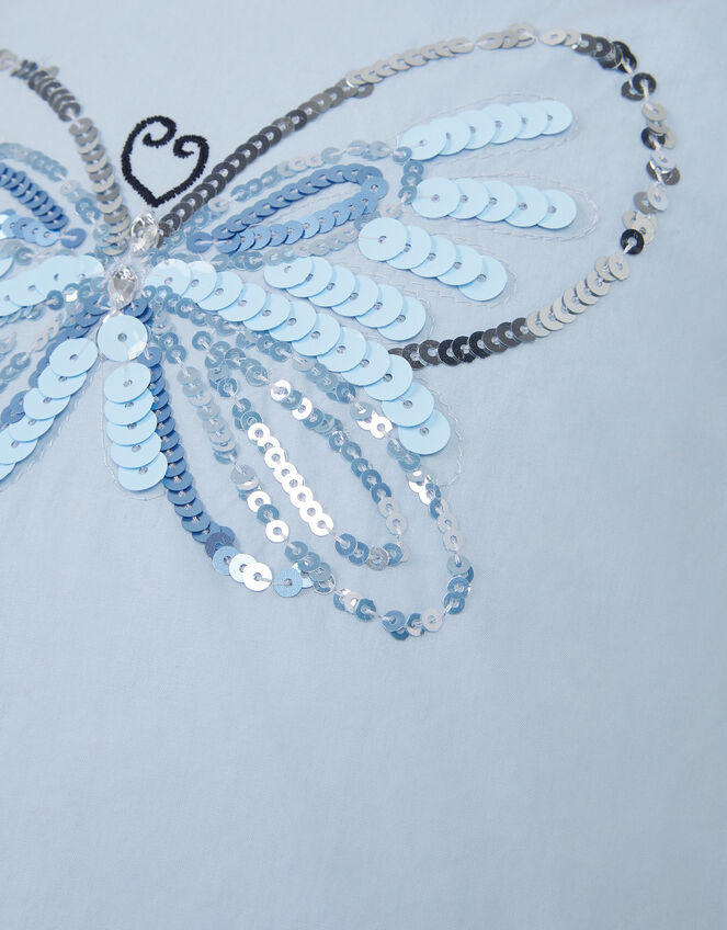 Sequin Butterfly Hanky Hem Party Dress, Blue (BLUE), large