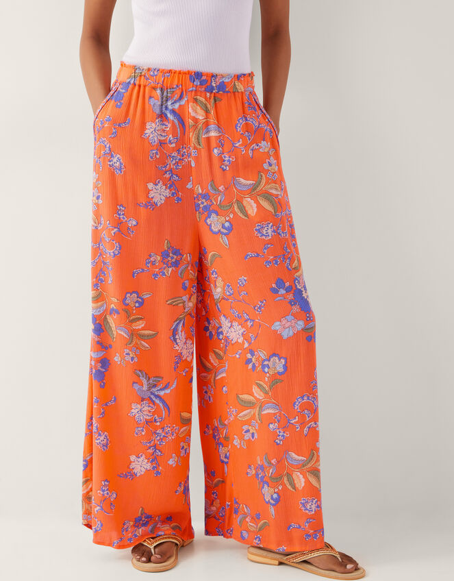 Kaia Floral Trousers , Orange (ORANGE), large