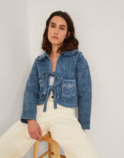 Quinn Tie Quilted Jacket, Blue (BLUE), large