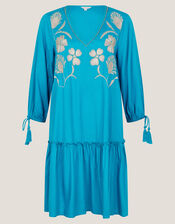 Tracy Floral Embellished Mini Kaftan, Teal (TEAL), large