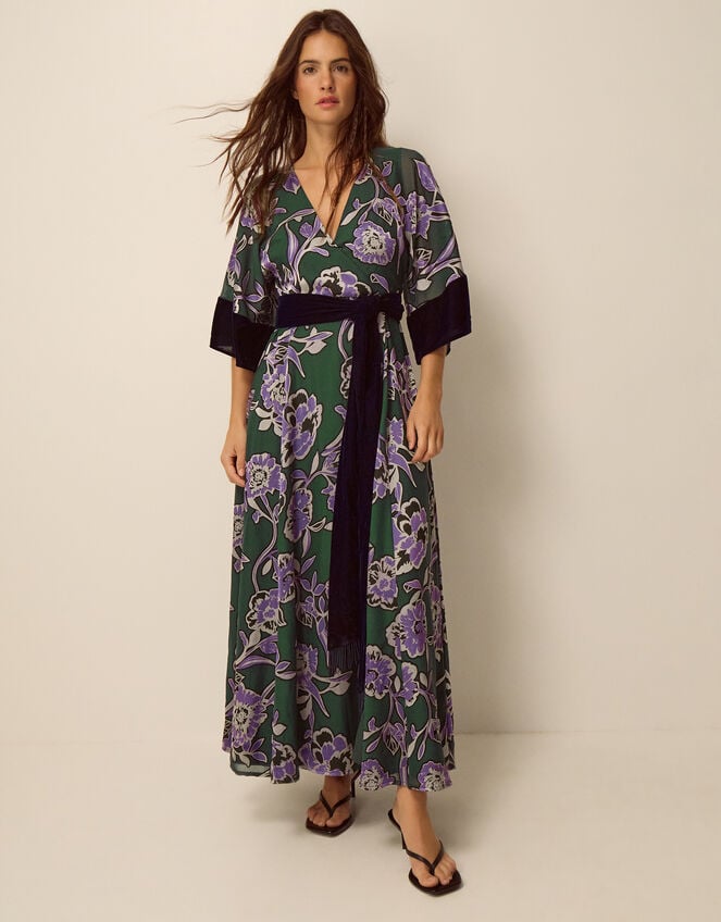 Willow Floral Print Midi Dress, Green (GREEN), large