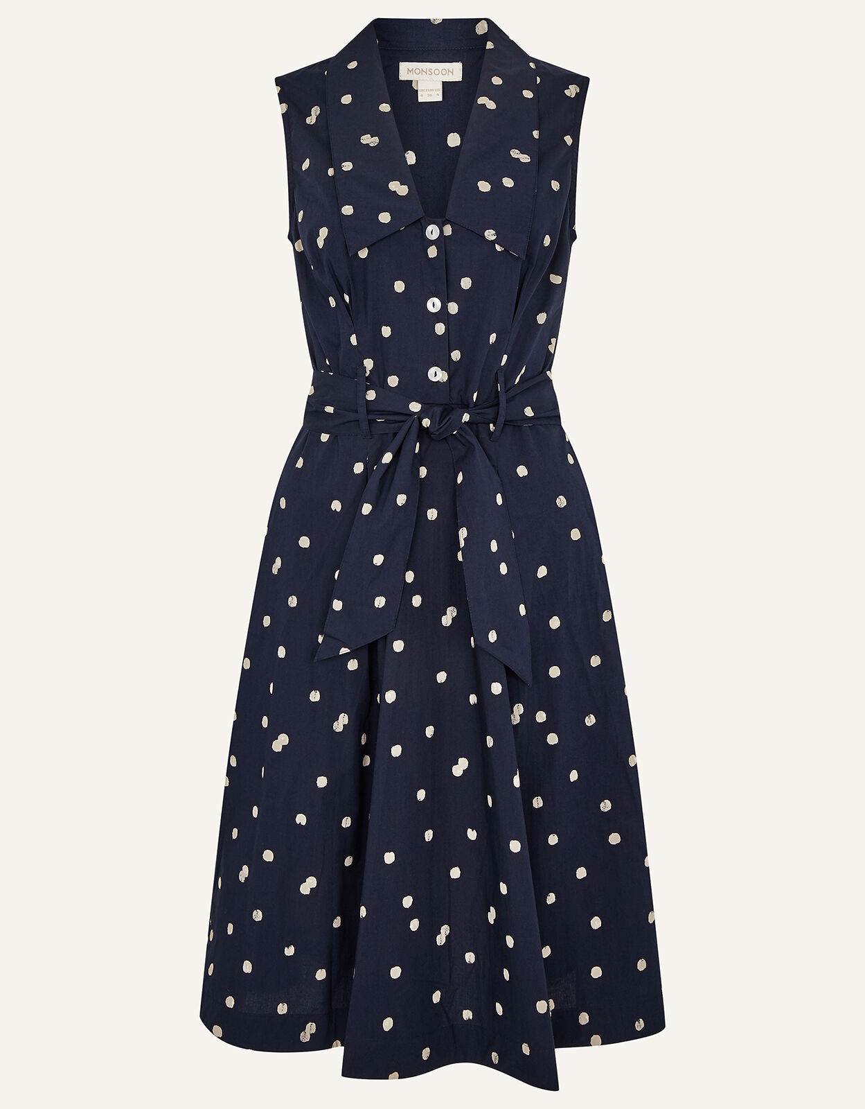 Monsoon blue polka dot dress 2025