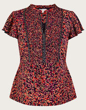 Embellished Printed Jersey Top, Red (RED), large
