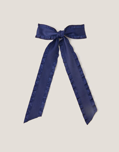 Frilly Bow School Hair Clip, Blue (NAVY), large