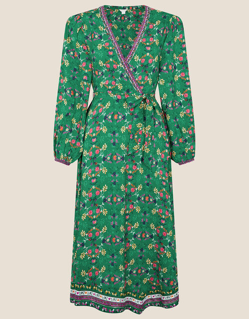 Emmy Scarf Print Midi Dress, Green (GREEN), large