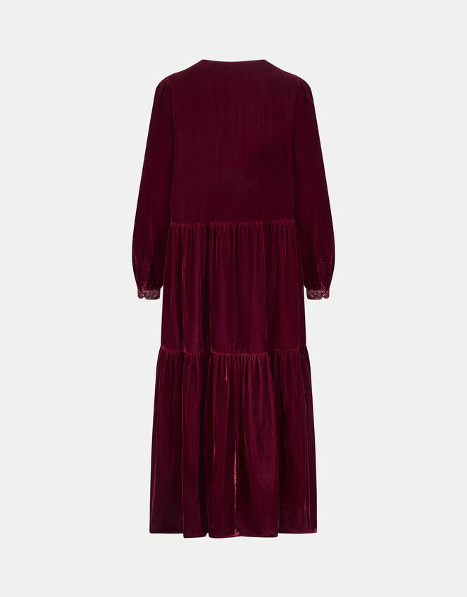 East Velvet Tiered Dress, Red (RED), large