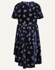 Glitter Butterfly Velvet Dress, Blue (NAVY), large