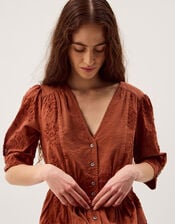 Harika Floral Embroidered Midi Dress, Brown (BROWN), large