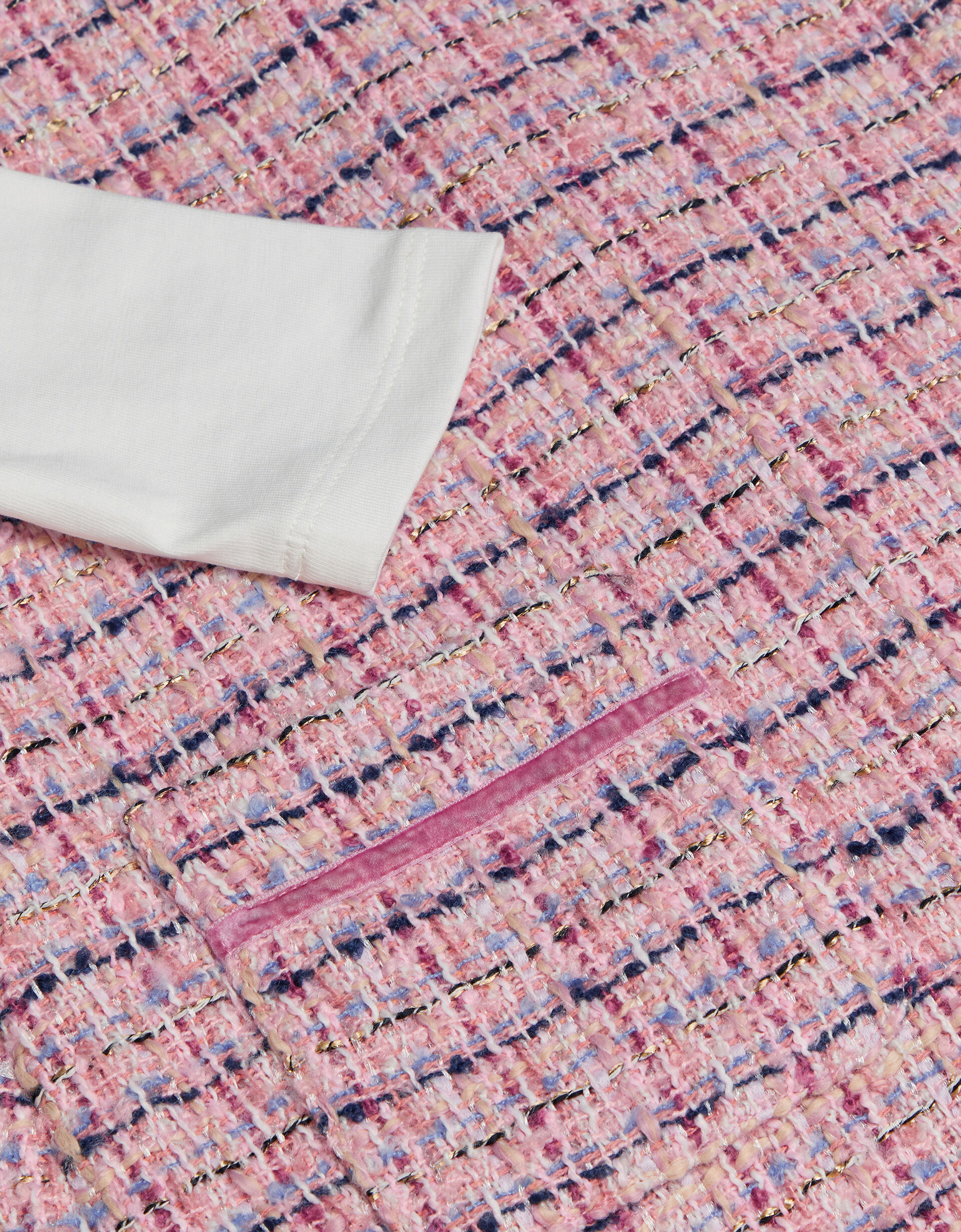 Pink tweed pinafore dress deals