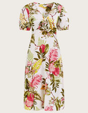 Eliana Pomegranate Dress in Linen Blend, Ivory (IVORY), large