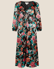 Kasenya Oriental Floral Dress, Black (BLACK), large