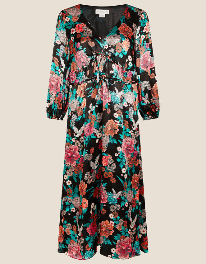 Kasenya Oriental Floral Dress, Black (BLACK), large