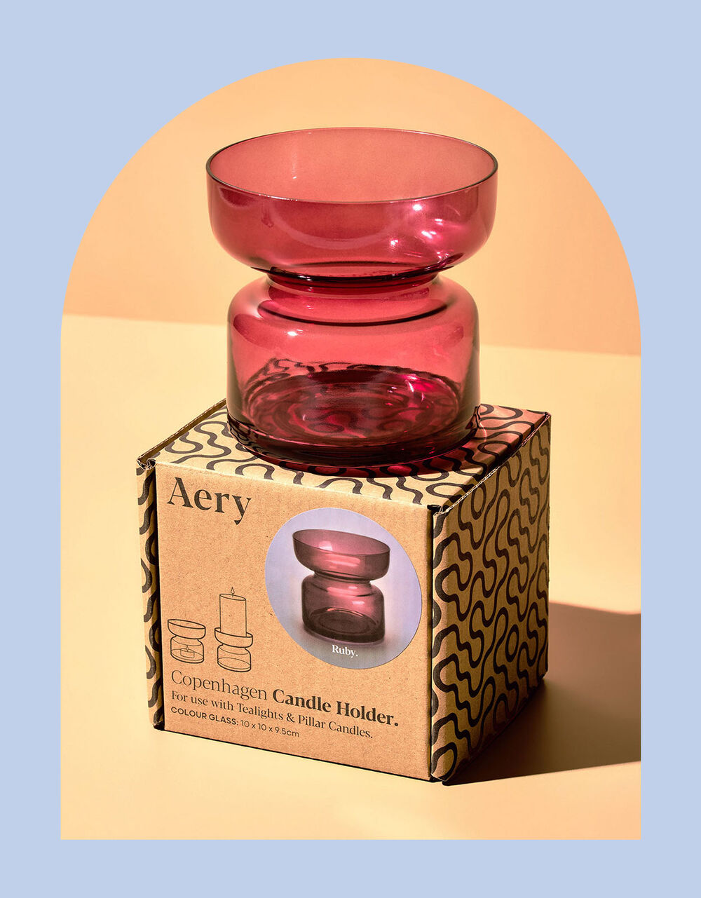 Aery Living Ruby Glass Tealight Holder, , large