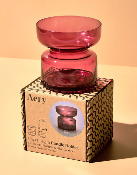 Aery Living Ruby Glass Tealight Holder, , large
